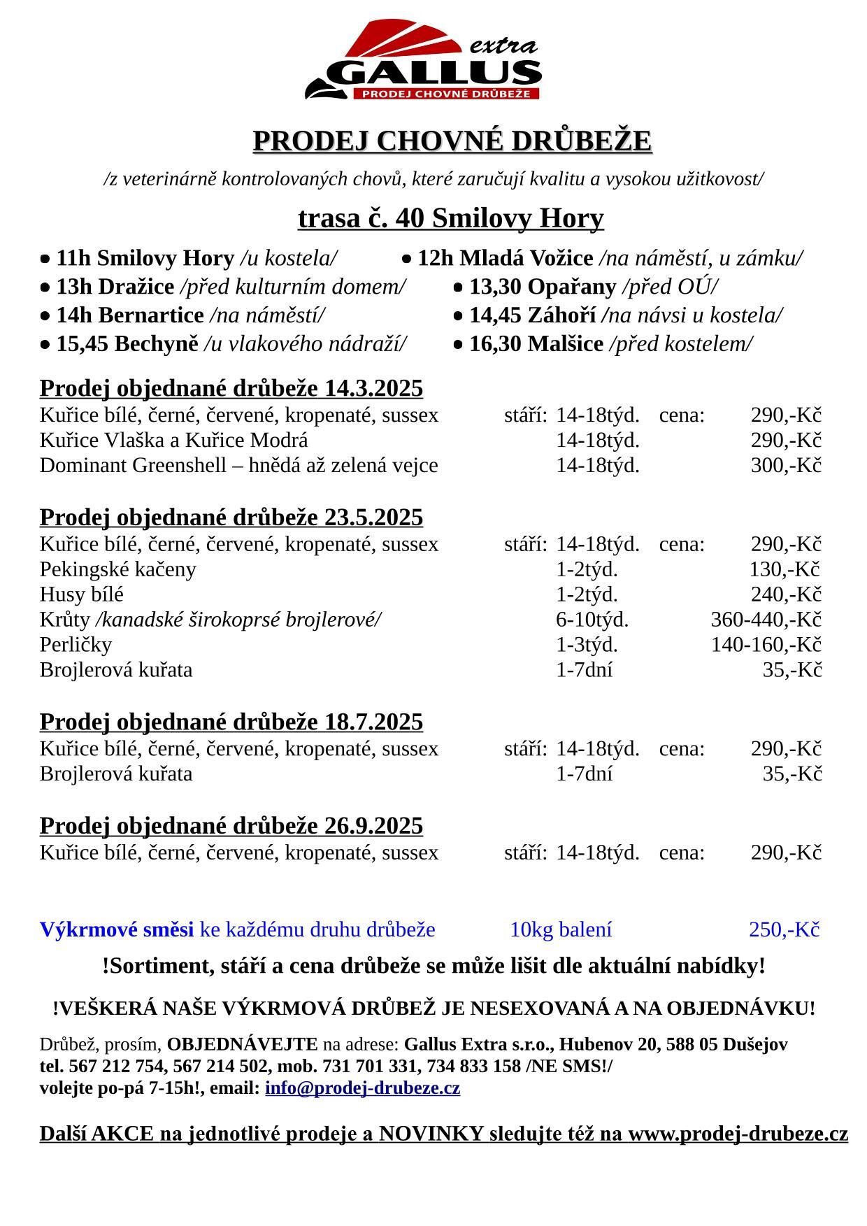 Firma GALLUS nabízí na prodej chovnou drůbež