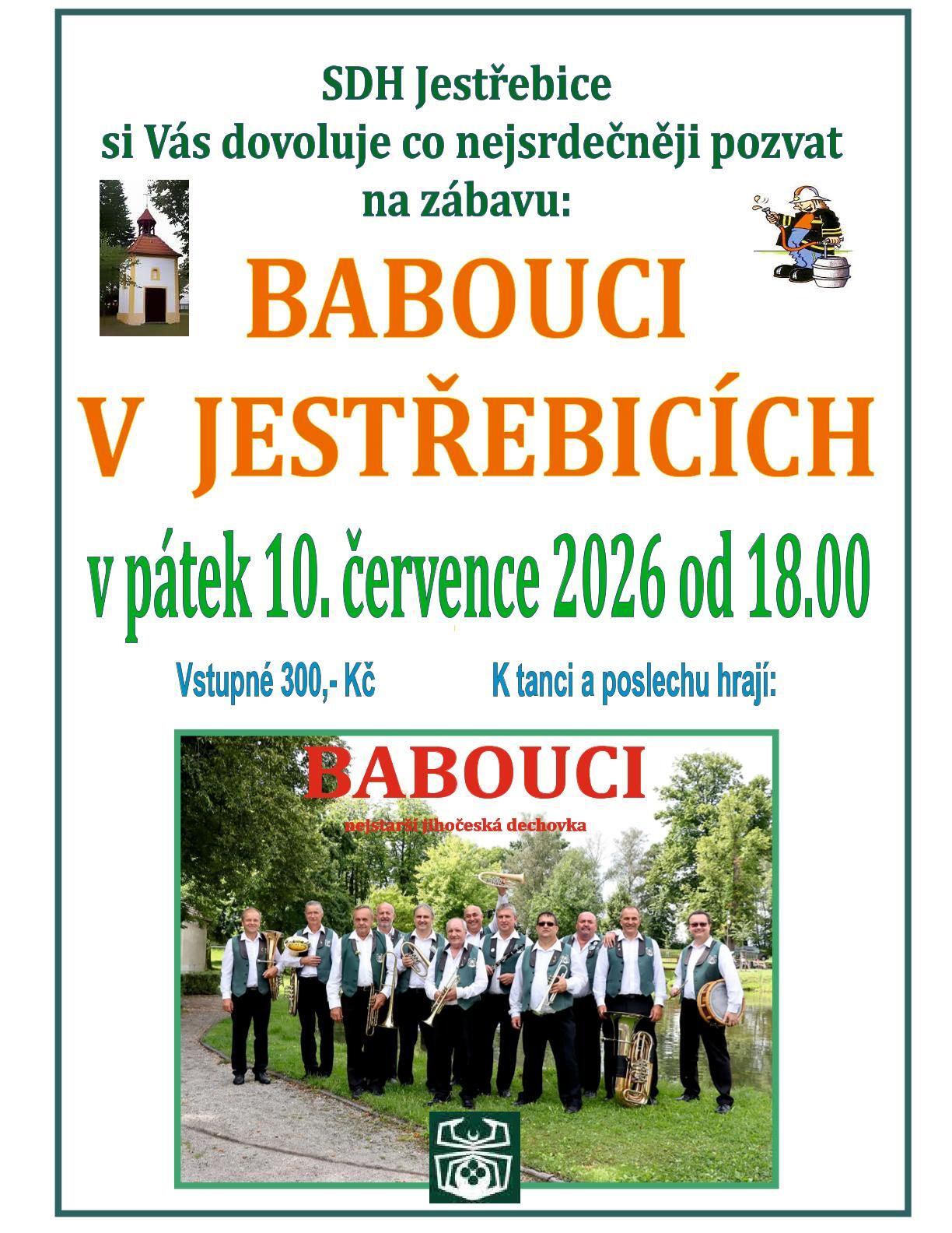 SDH Jestřebice si Vás dovoluje co nejsrdečněji pozvat na zábavu "Babouci v Jestřebicích"