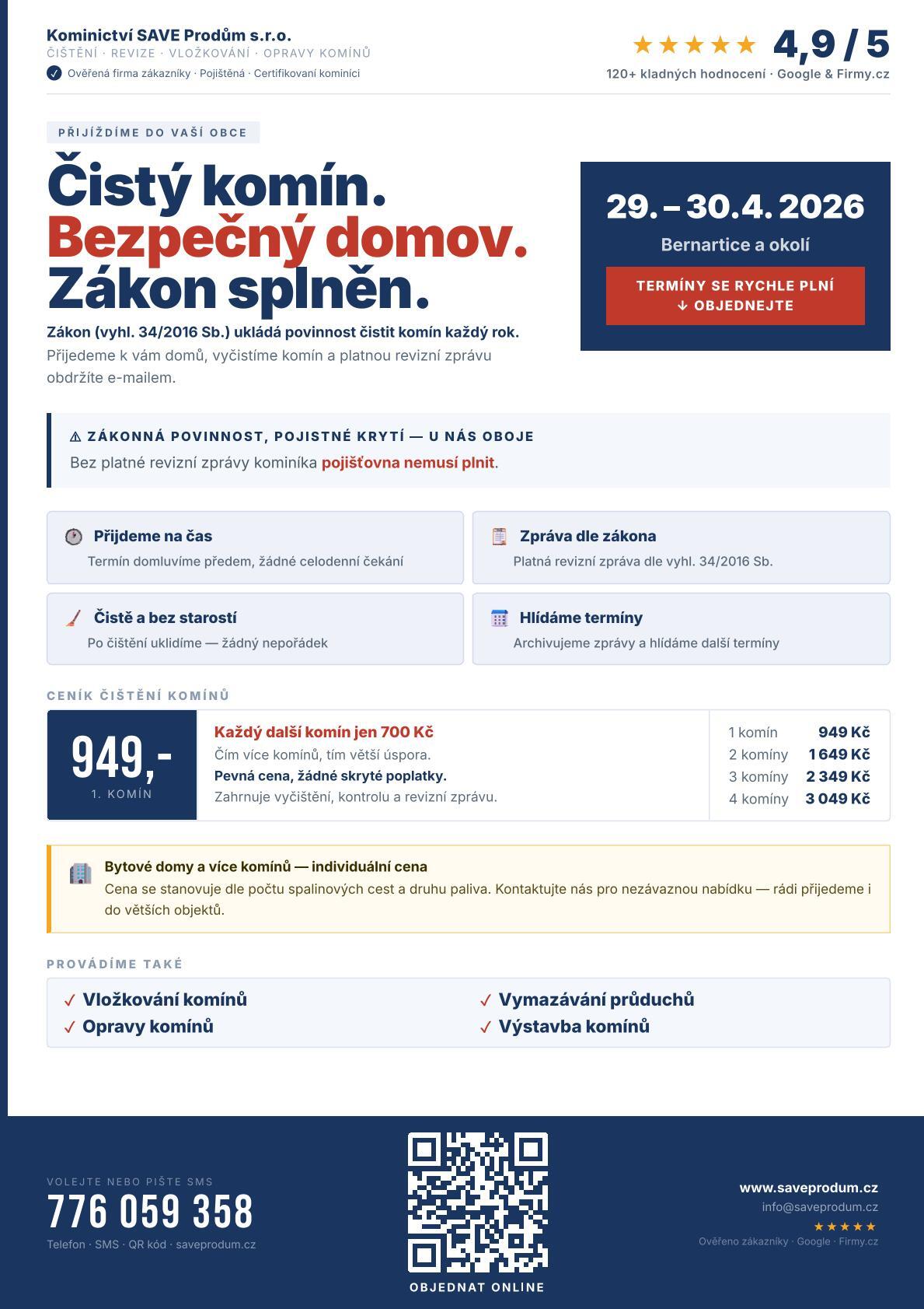 Nabídka možnosti čištění komínů