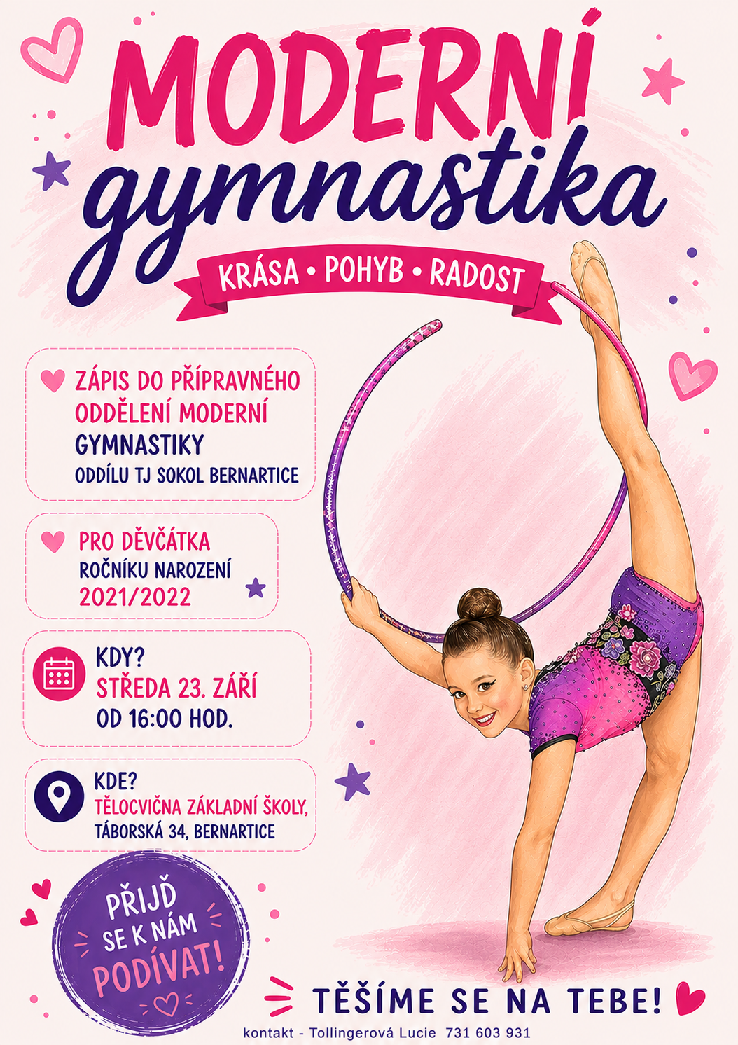 Moderní gymnastika Bernartice pořádá nábor do svého klubu