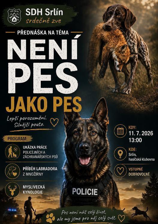 SDH Srlín zve na přednášku "Není pes jako pes"