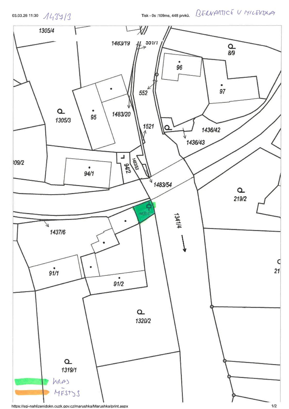 Městys Bernartice oznamuje záměr směny pozemků