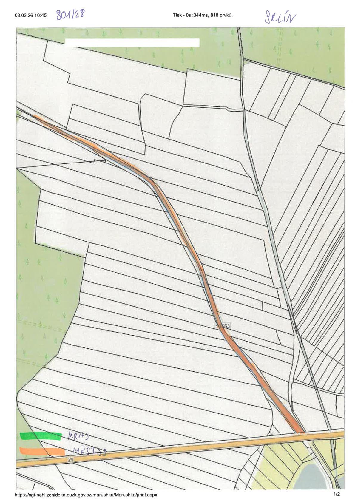 Městys Bernartice oznamuje záměr směny pozemků