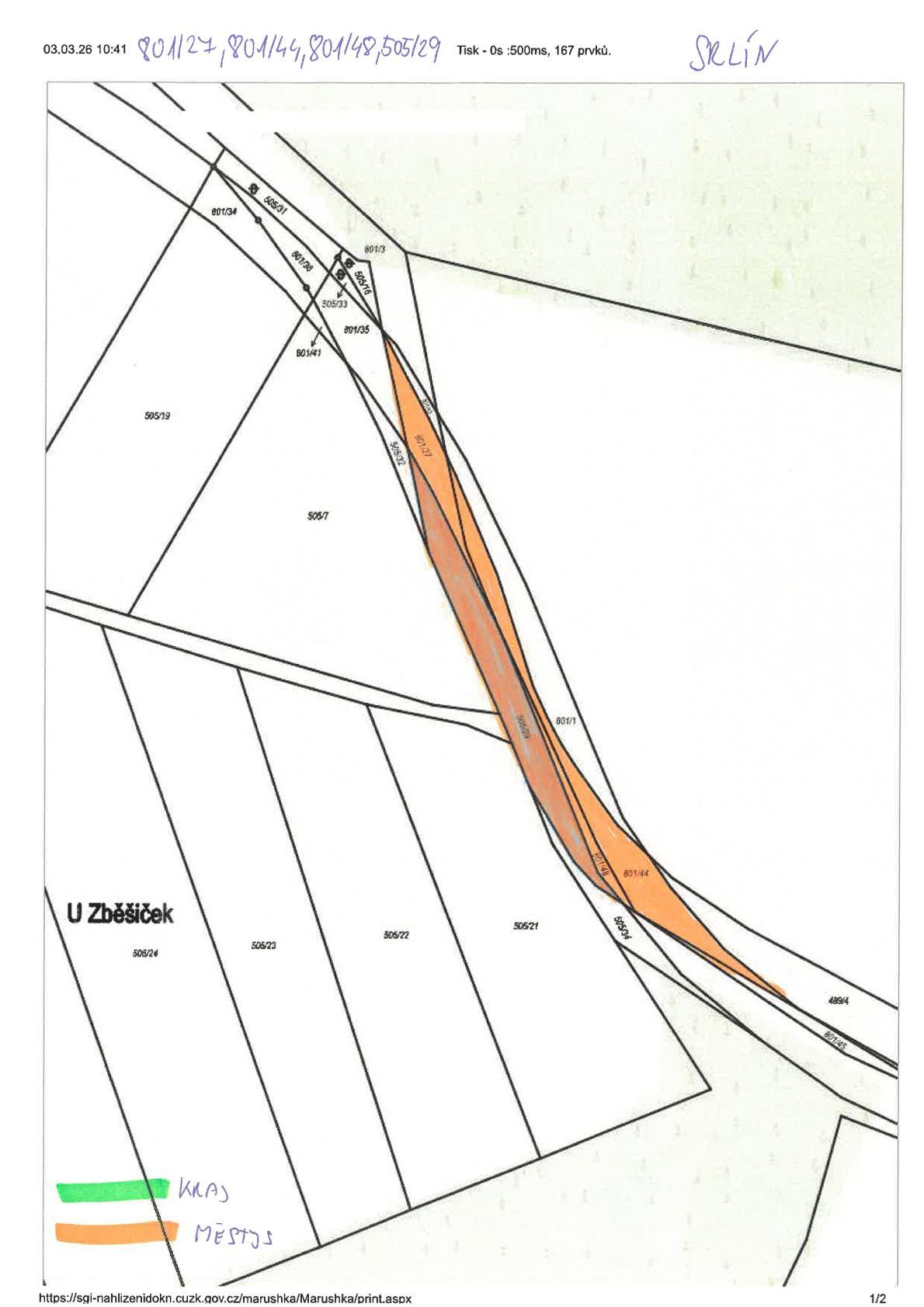 Městys Bernartice oznamuje záměr směny pozemků