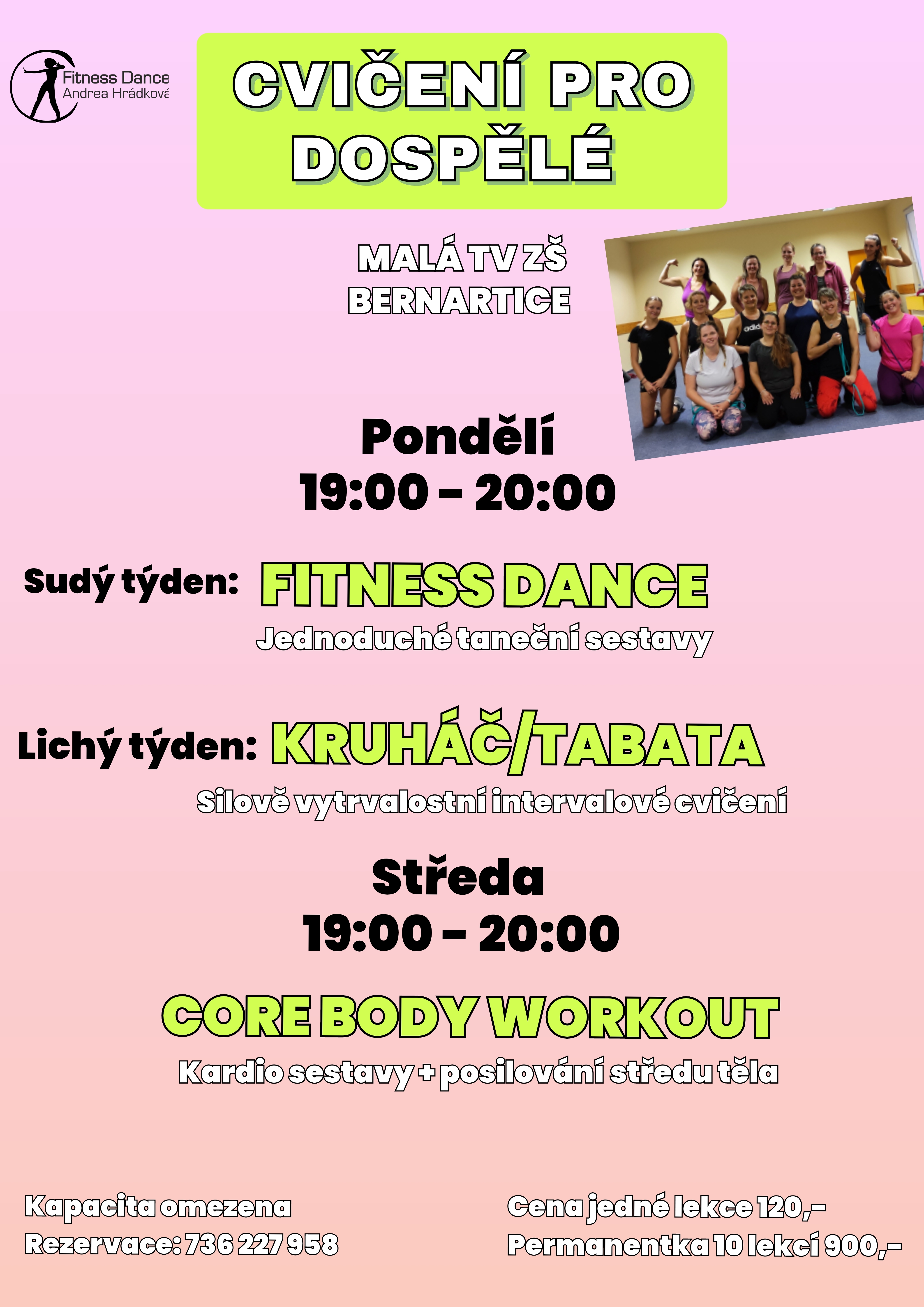 Nabídka možnosti cvičení pro dospělé