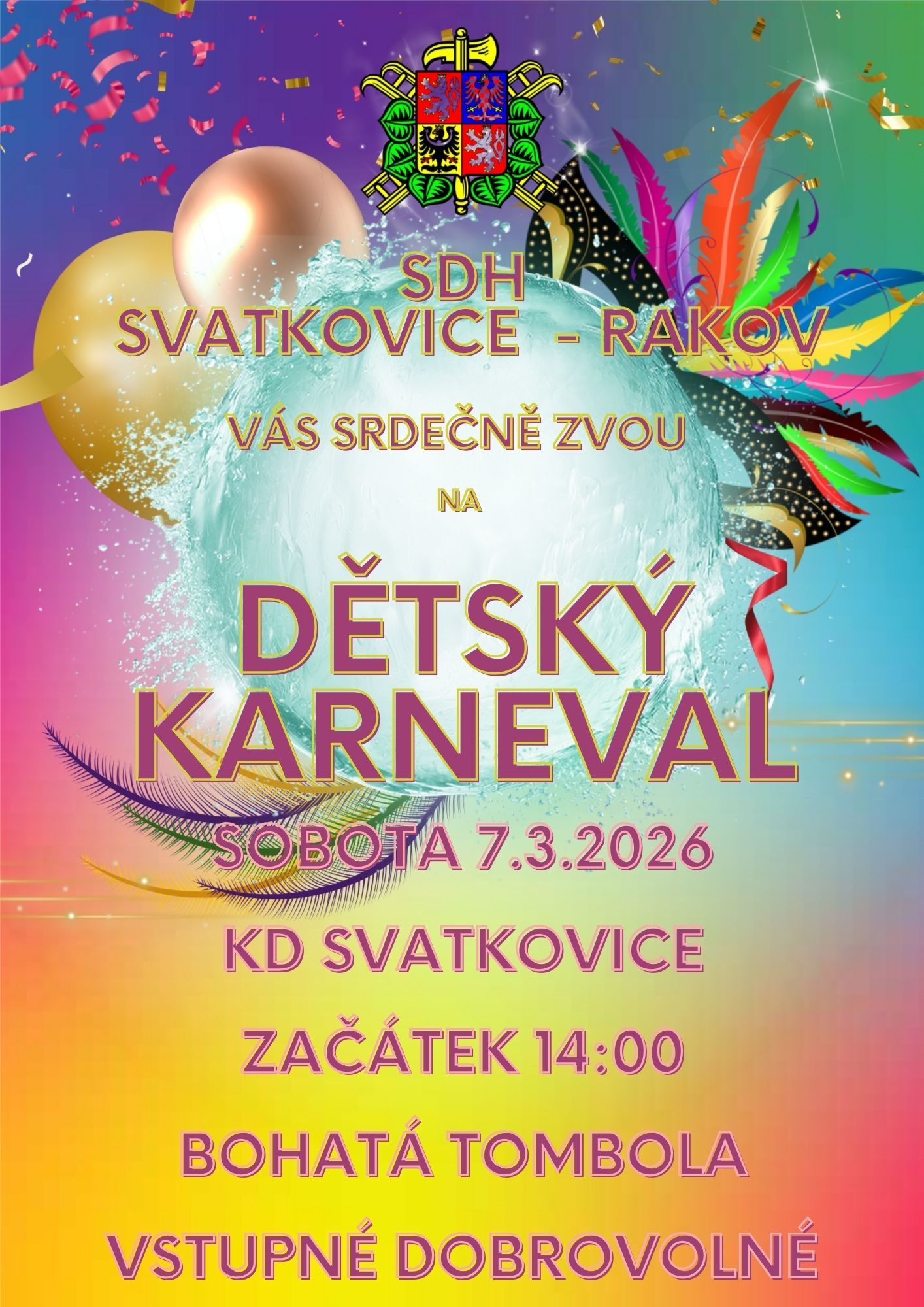 SDH Svatkovice - Rakov vás srdečně zvou na dětský karneval 