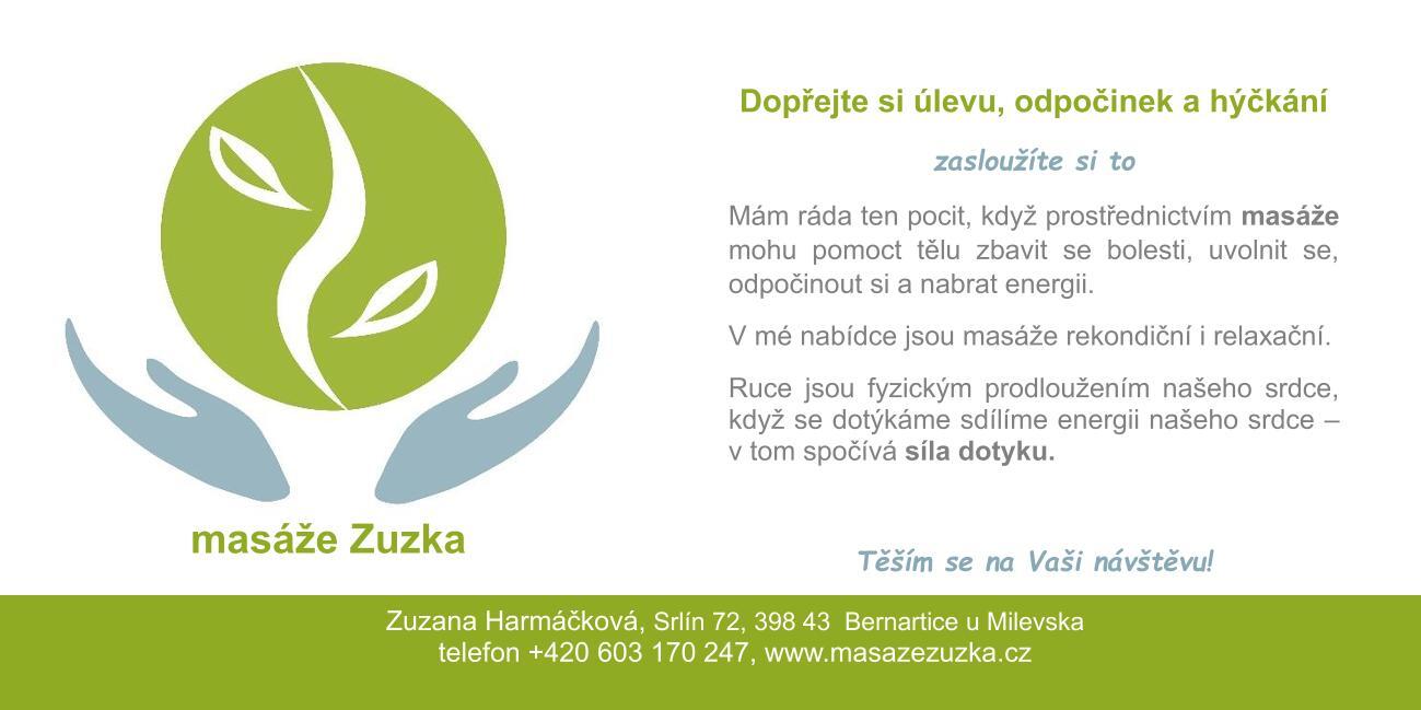 Nově otevřené masáže - Zuzana Hamáčková - Srlín 72
