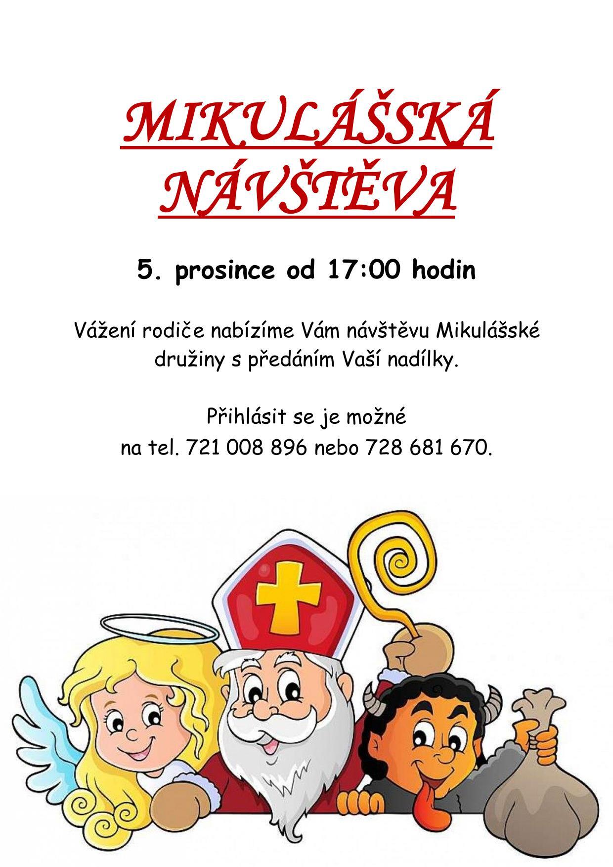 Nabídka možnosti mikulášské návštěvy