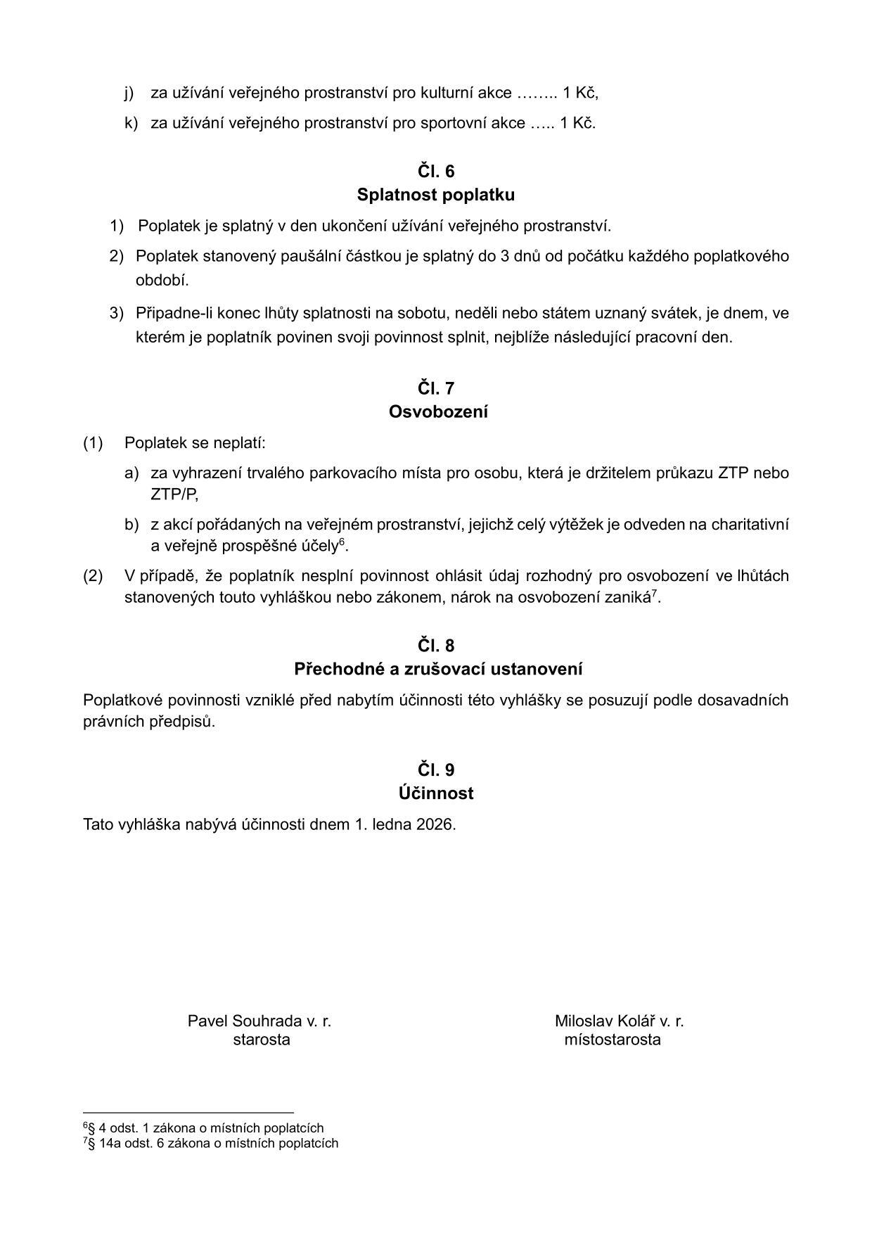Obecně závazná vyhláška městyse Bernartice č. 2/2025 o místním poplatku za užívání veřejného prostranství