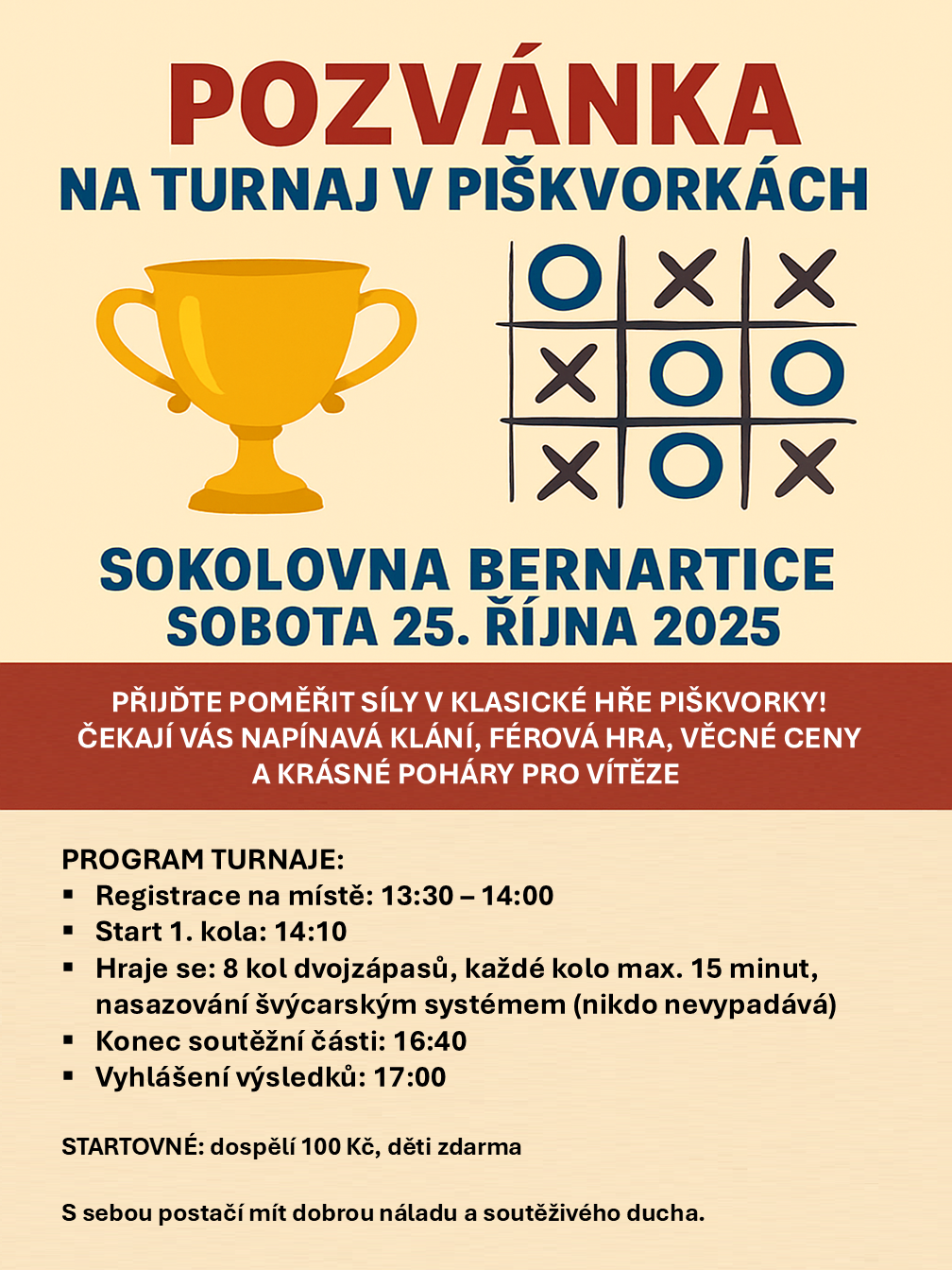 Pozvánka na turnaj v piškvorkách