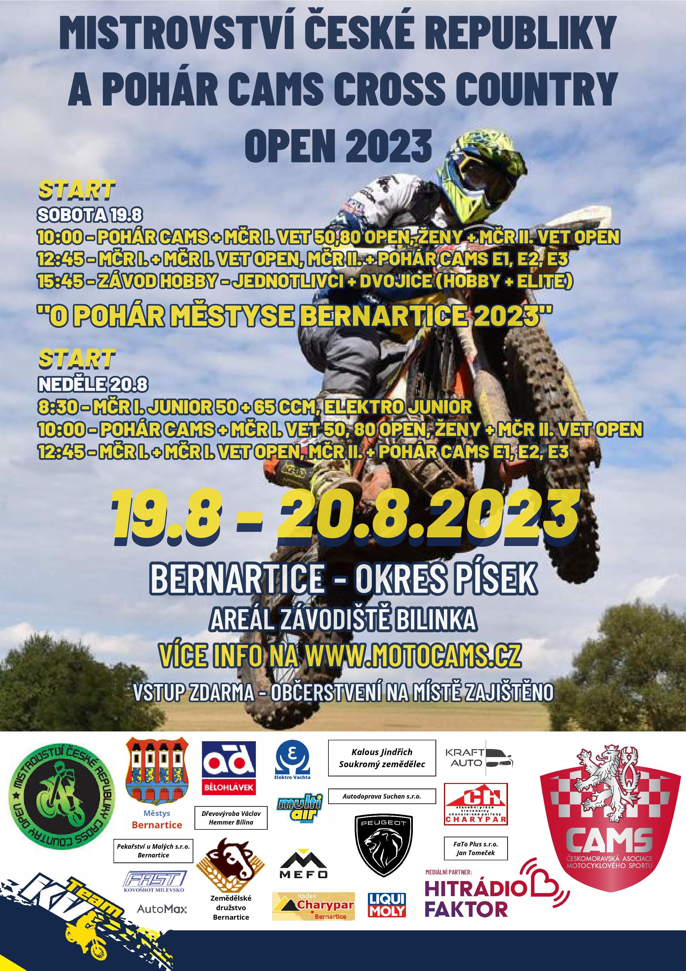 Pozvánka na Mistrovství České Republiky a pohár Cams Cross Country Open 2023