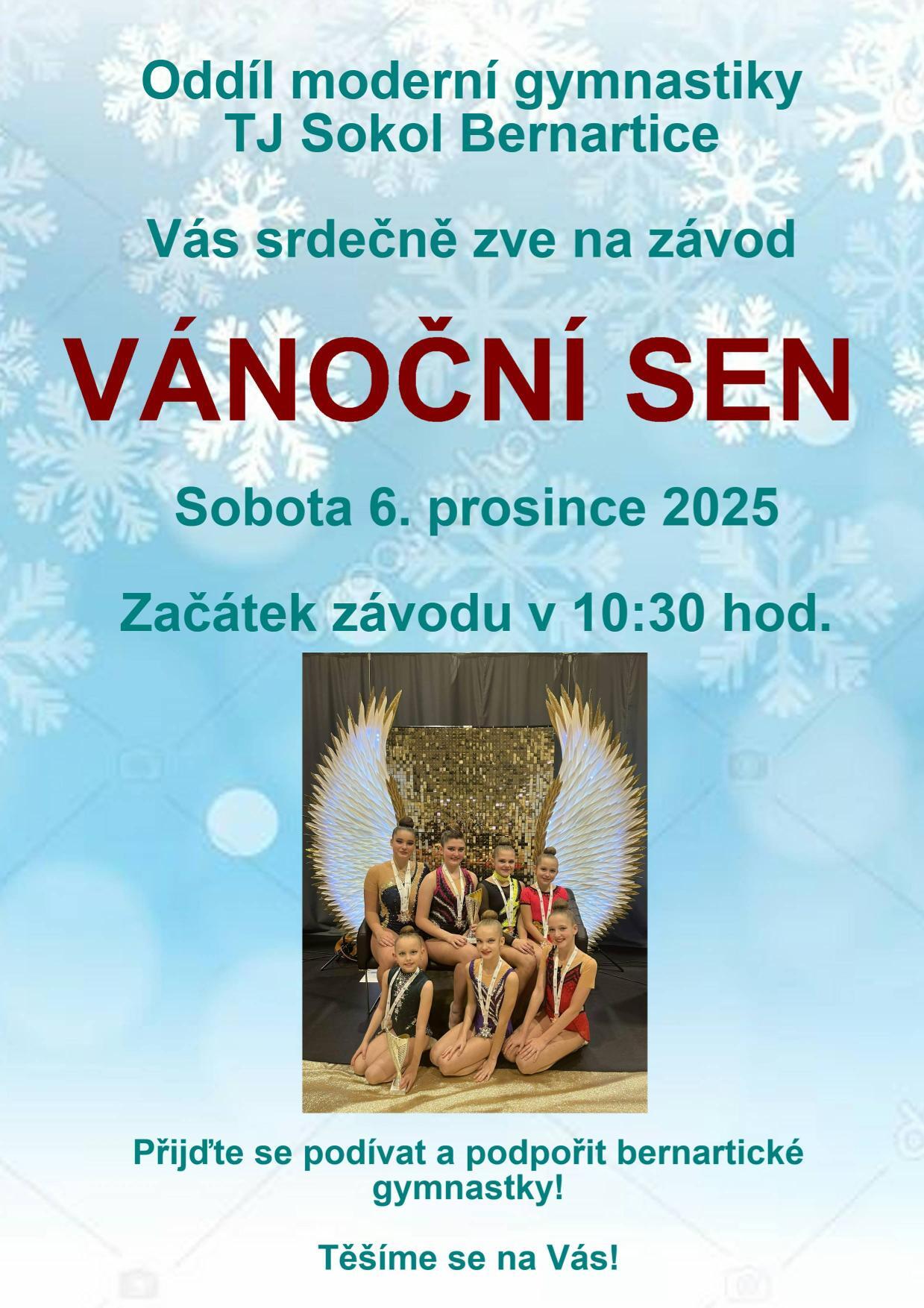 Oddíl moderní gymnastiky TJ Sokol Bernartice z.s. Vás srdečně zve na závod "Vánoční sen"