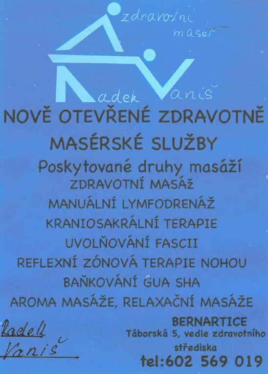 Zdravotní masér Radek Vaniš nabízí masérské služby