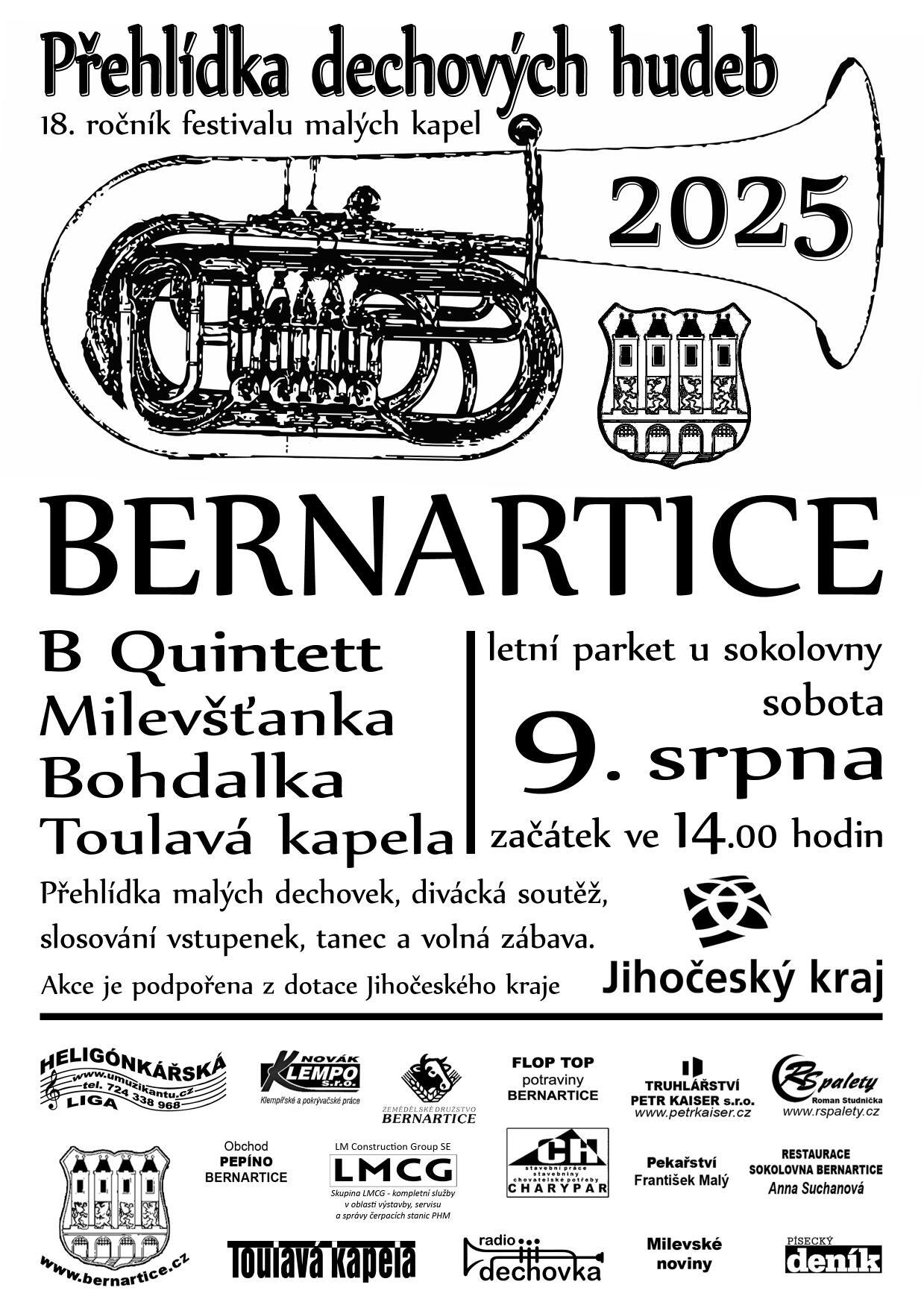 Pozvánka na přehlídku dechových hudeb v Bernarticích