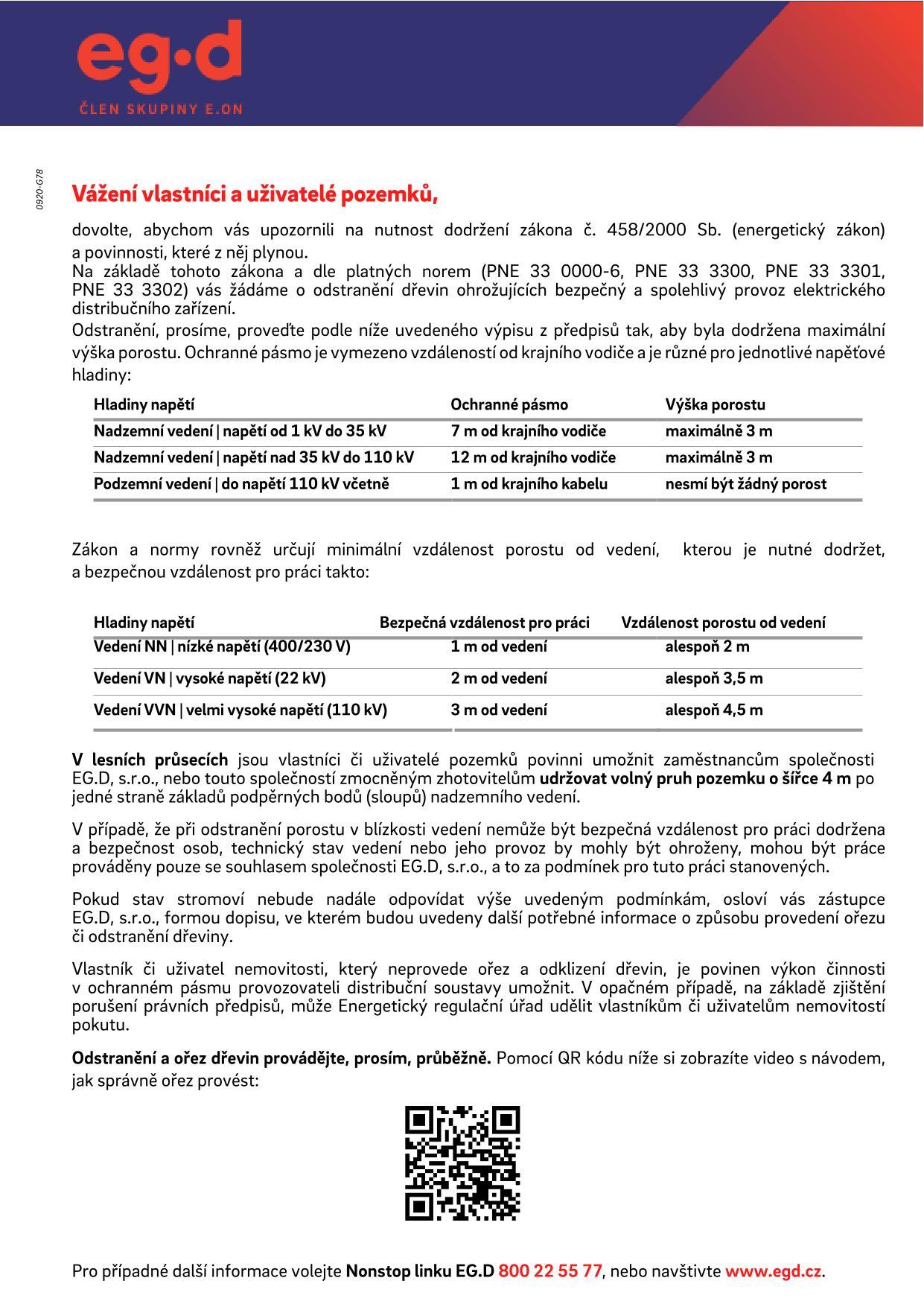 EG.D, a.s. - Zásady pro provádění a ořezů dřevin