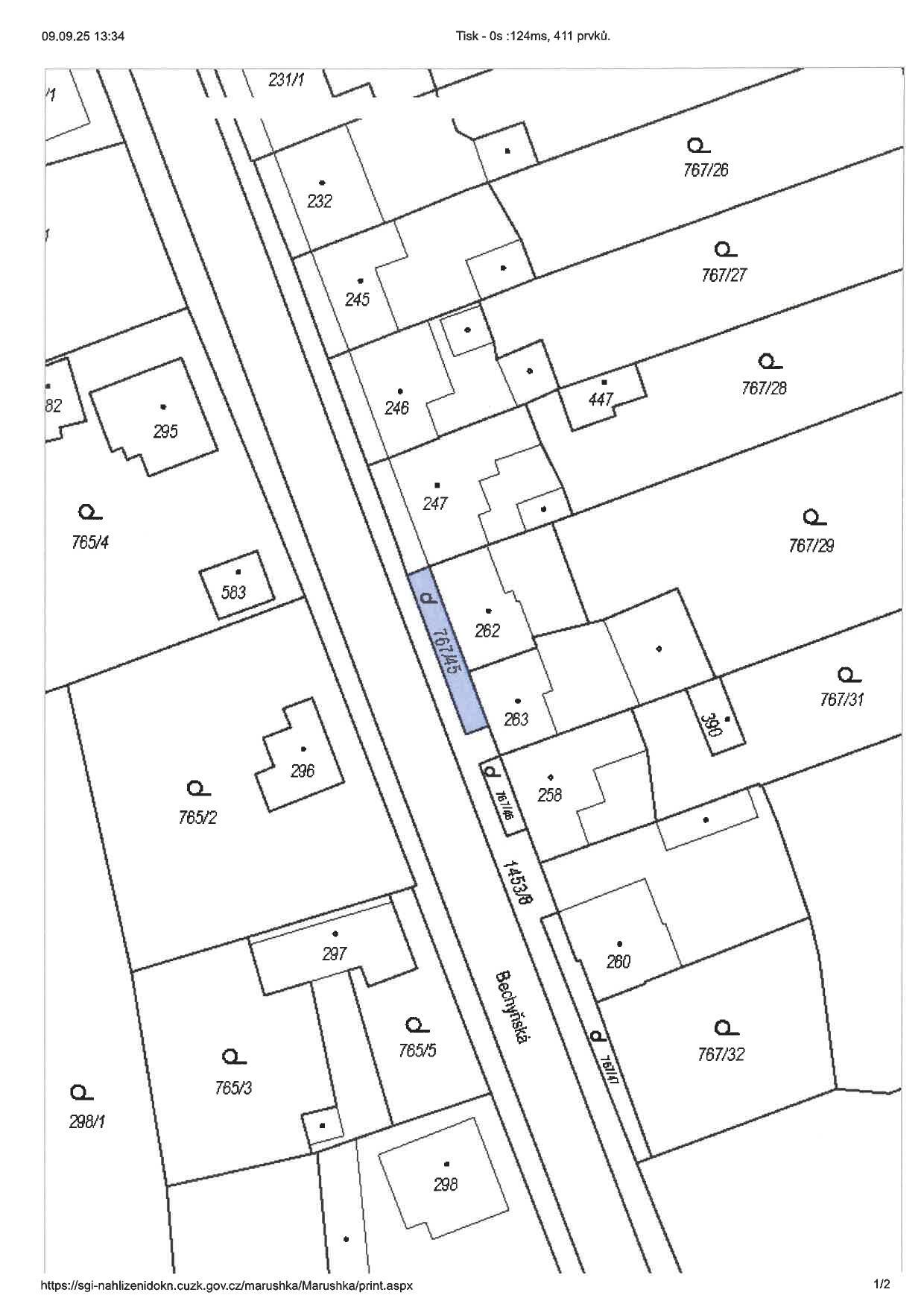 Městys Bernartice oznamuje záměr prodeje pozemku parc.č. 767/45 v k.ú. Bernartice u Milevska