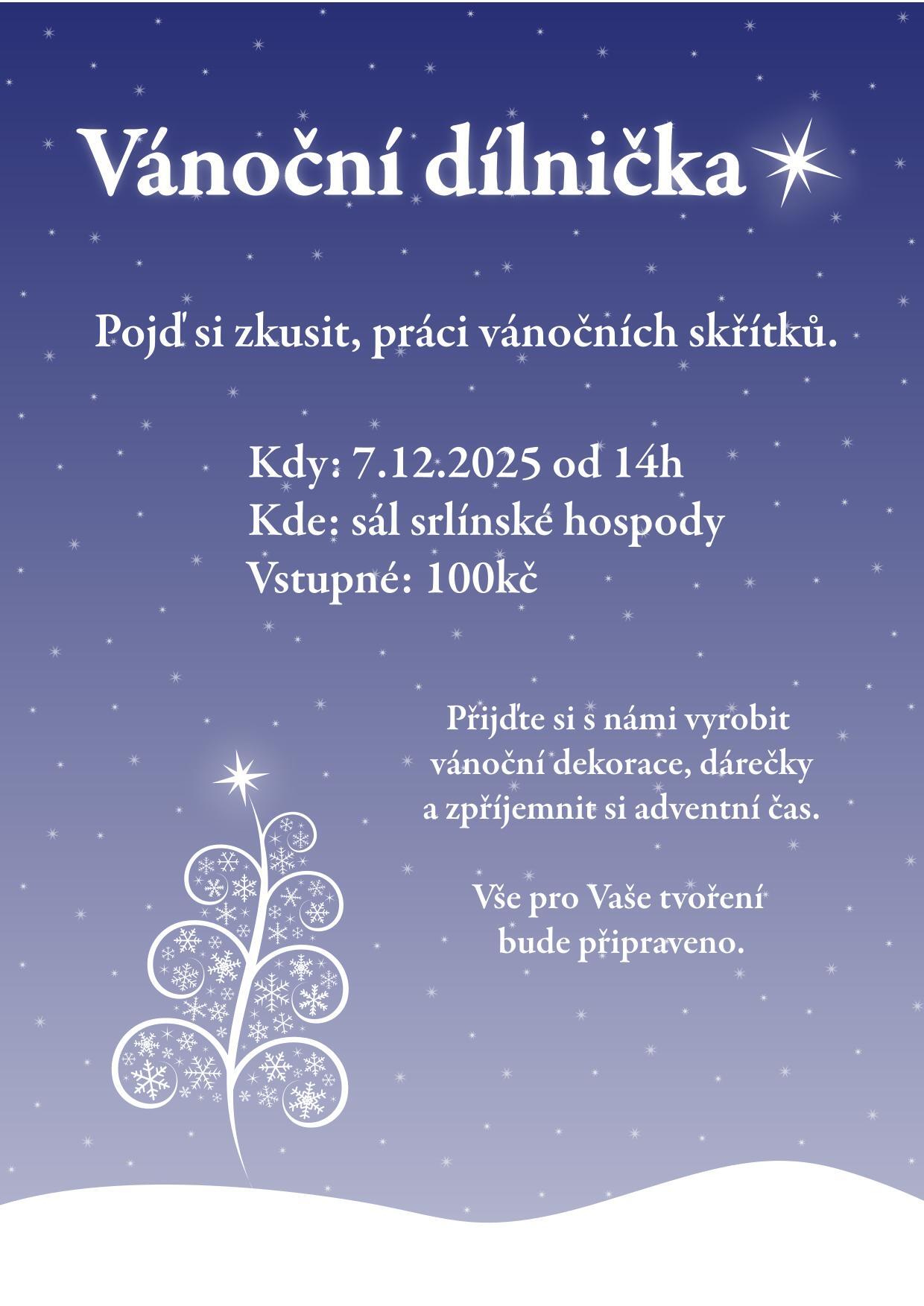 Pozvánka na vánoční dílničku do Srlína