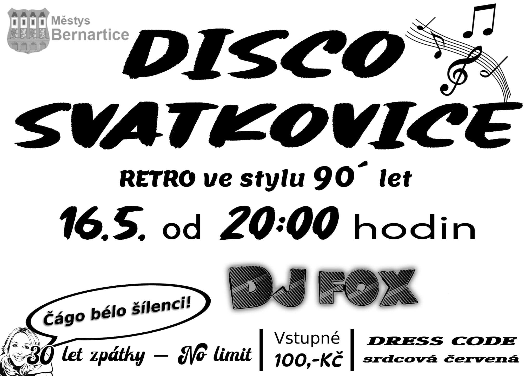Pozvánka na retro disco do Svatkovic