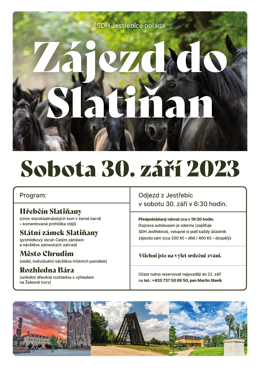 Pozvánka SDH Jestřebice na zájezd do Slatiňan