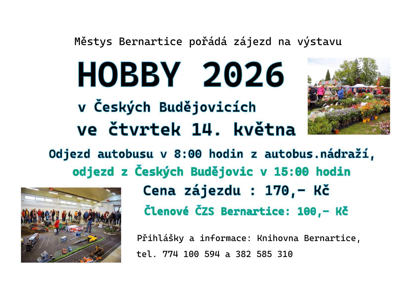 Městys Bernartice pořádá zájezd na výstavu HOBBY 2026
