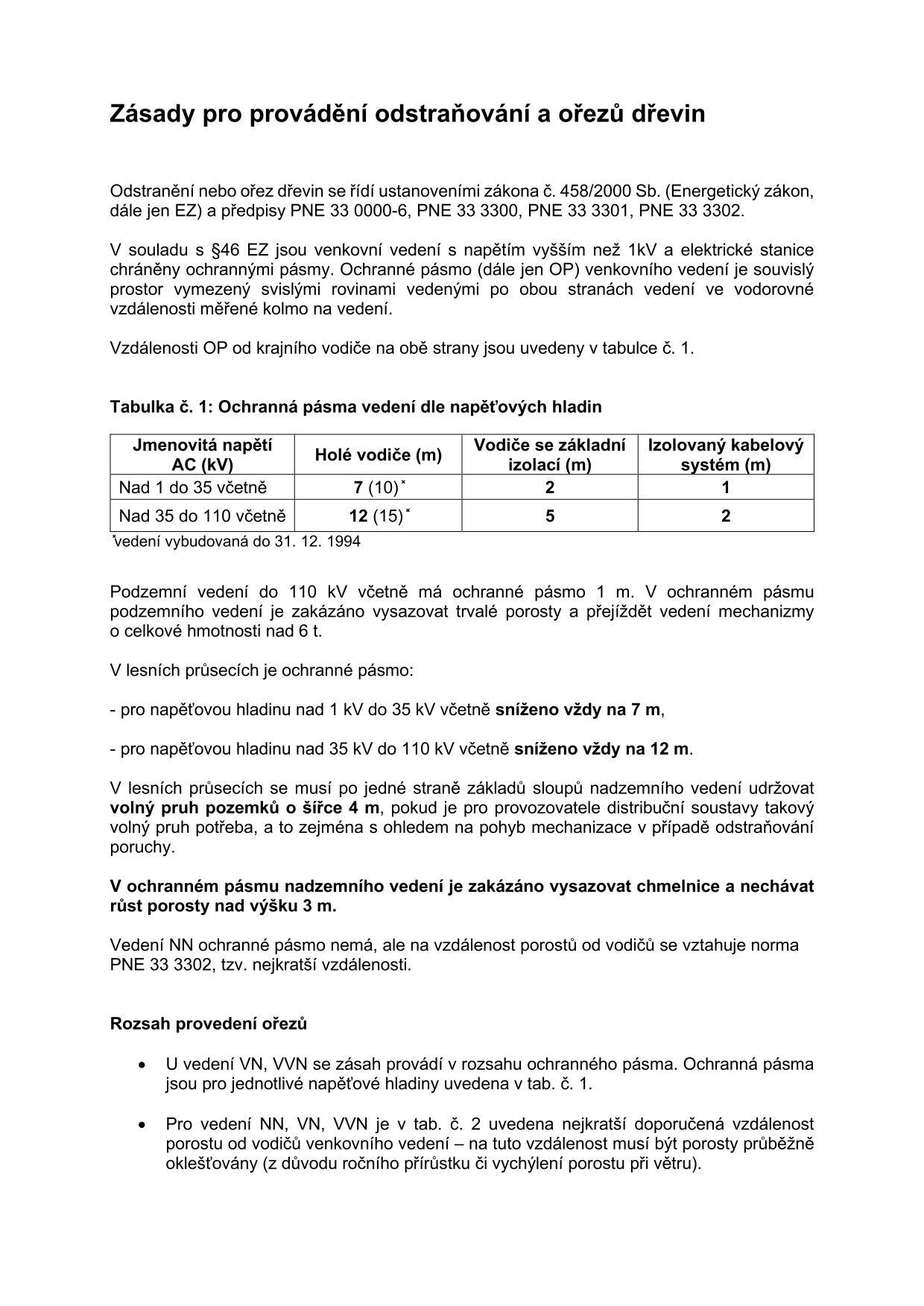 EG.D, a.s. - Zásady pro provádění a ořezů dřevin