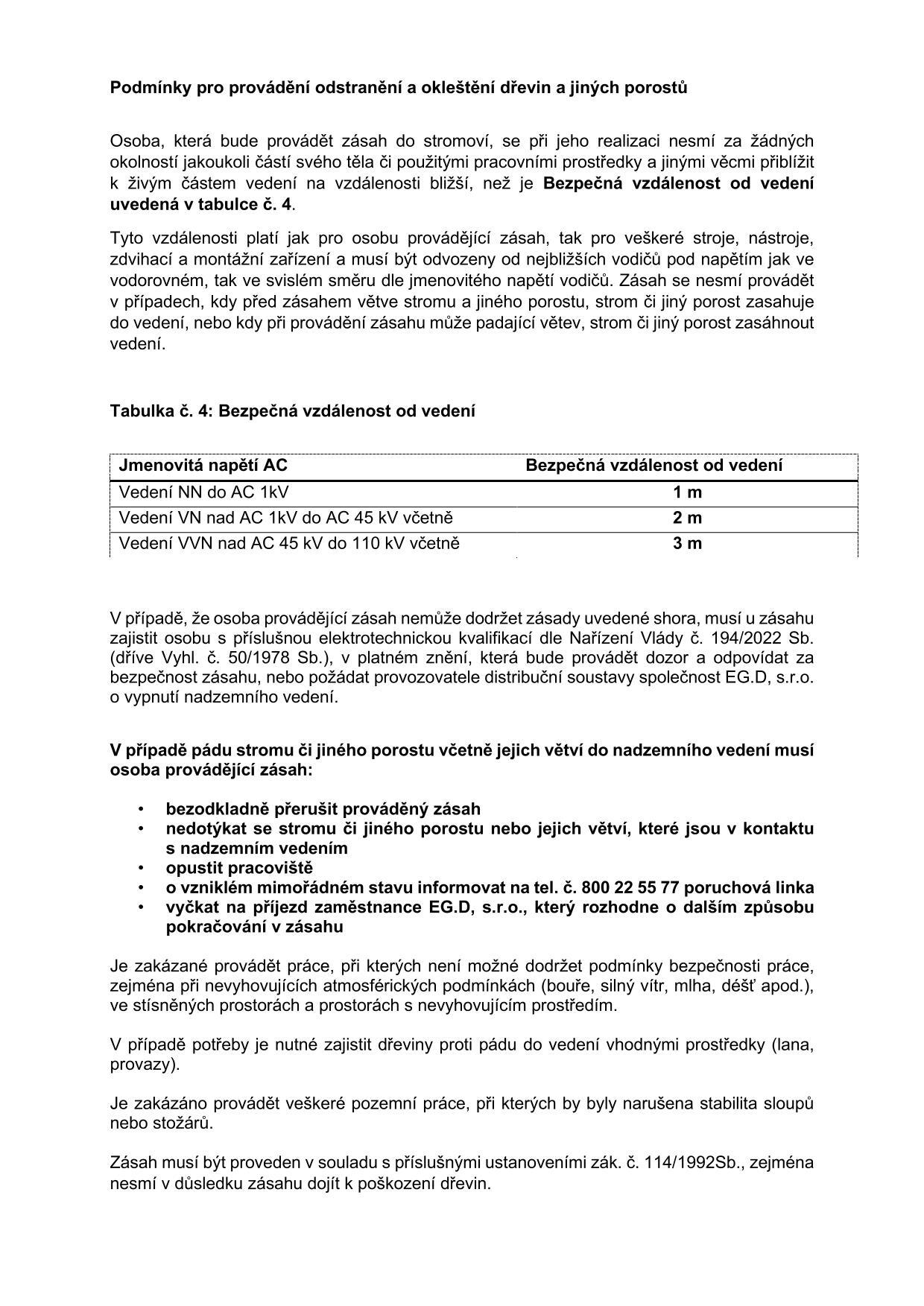 EG.D, a.s. - Zásady pro provádění a ořezů dřevin